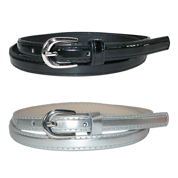 CTM Women's Skinny 1/2 Inch Dress Belt (Pack of 2 Colors) - Picture 1 of 2